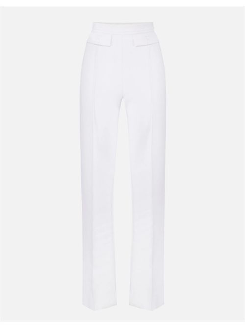 TROUSERS WITH EMBROIDERED LOGO ELISABETTA FRANCHI | PA17161E2360 avorio